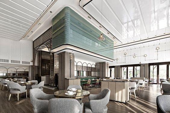 Modern Hotel Lobby Design by Wedecor Interiors